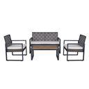 4 Piece Patio Furniture Set With Acacia Wood Table Top And Cushions HouseOfZazla