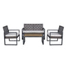 4 Piece Patio Furniture Set With Acacia Wood Table Top And Cushions HouseOfZazla