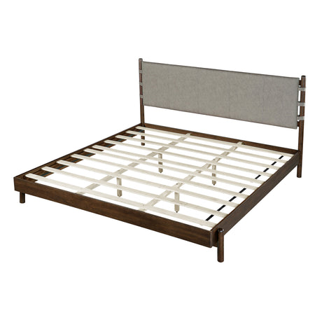 Premium Rubber Wood Platform Bed Frame, King Size with Headboard HouseOfZazla
