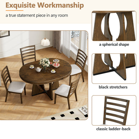 Round Dining Table Set For 4 With Chairs HouseOfZazla