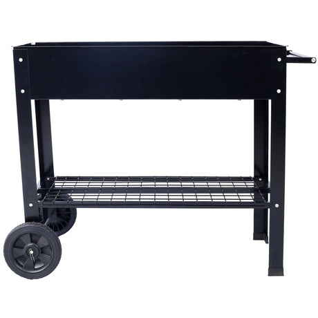 Elevated Mobile Raised Ergonomic Metal Planter Garden Bed With Wheels Powder Coated Steel - Black HouseOfZazla