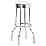 Midge - 3 Piece Round 1950S Bistro Pub Bar Table Set With Upholstery - White