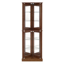 Corner Curio Dispaly Cabinet With Lights, Adjustable Tempered Glass Shelves, Mirrored Back (E26 Light Bulb Not Included) HouseOfZazla