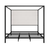 Canopy Bed With Tall Upholstered Headboard, 4 Poster Frame
