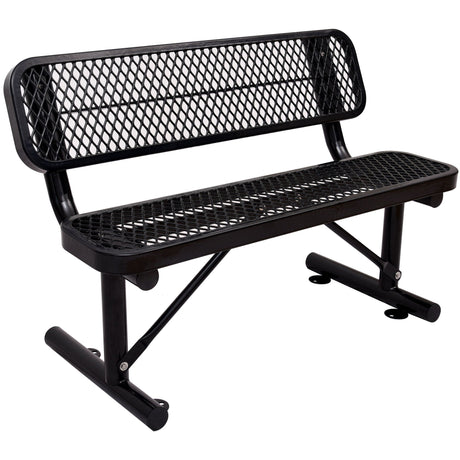 6' Outdoor Steel Bench With Backrest HouseOfZazla