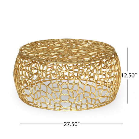 Modern Glam Mesh Coffee Table with Gold Accents and Aluminum Frame HouseOfZazla