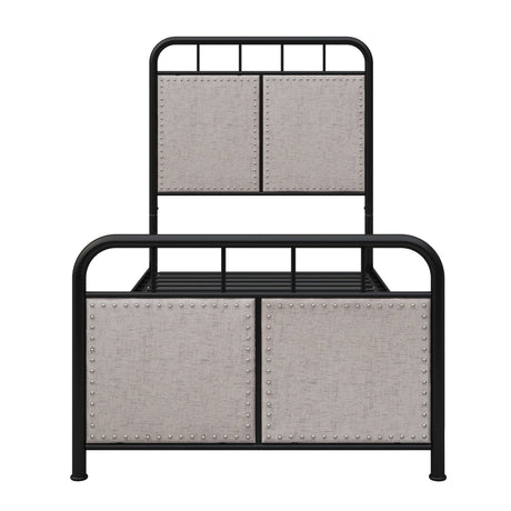 Twin Size Linen Upholstered Platform Metal Bed Frame with Fabric Headboard and Footboard HouseOfZazla