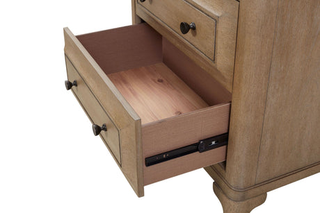 Queen Canopy Bedroom Set With A 2 Drawer Nightstand A Dresser With Poster Mirror And A Door Chest - Sand HouseOfZazla