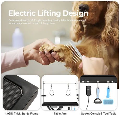 Super Deluxe Electric Pet Grooming Table, Height Adjustable HouseOfZazla
