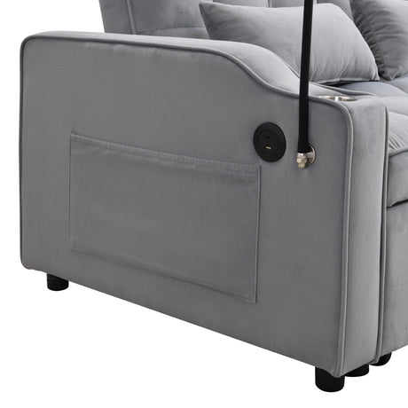 Modern Velvet Loveseat Futon Sofa Couch with Pullout Bed HouseOfZazla