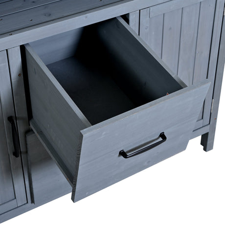 TOPMAX Large Fir Wood Potting Bench with Hutch and Storage HouseOfZazla