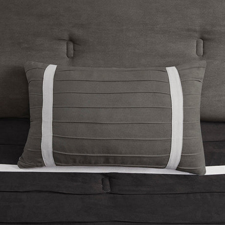 7 Piece Faux Suede Comforter Set Black King HouseOfZazla