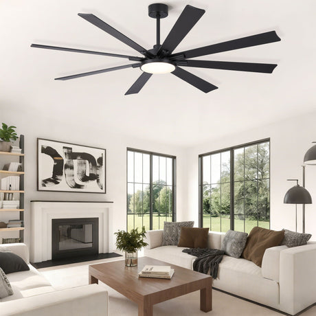 Large Ceiling Fan With Dimmable LED Light 8 Blades Remote Control, Reversible DC Motor HouseOfZazla