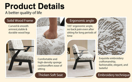 Mid-Century Modern Lounge Armchair - Seat Cushion (Beige + Grey) HouseOfZazla