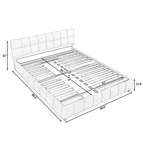 Modern Platform Bed Frame With Thick Fabric HouseOfZazla