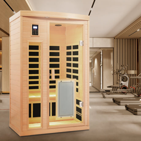 Low EMF Hemlock Wood Far-Infrared Indoor Two-Person Sauna Room HouseOfZazla