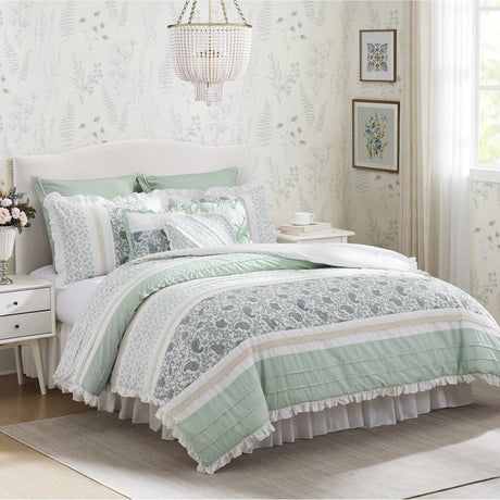 9 Piece Cotton Percale Comforter Set Aqua HouseOfZazla