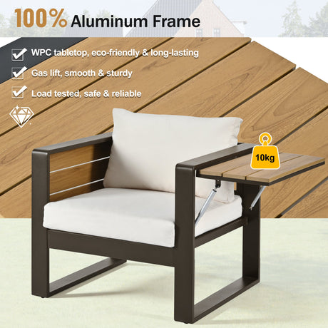 Aluminum Frame Large 4-Piece Outdoor Patio Furniture Set for 5 Person HouseOfZazla