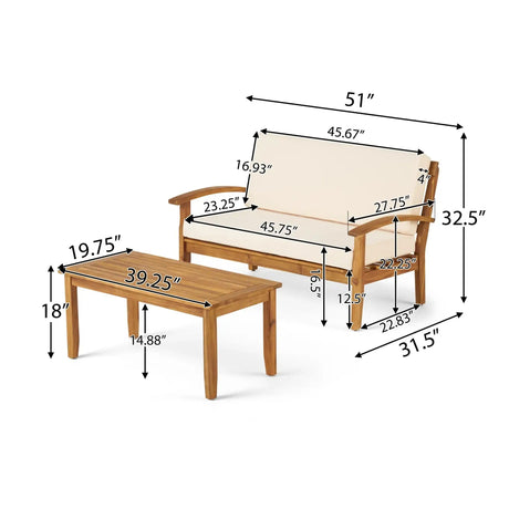 Outdoor Chat Set With Coffee Table and Loveseat HouseOfZazla