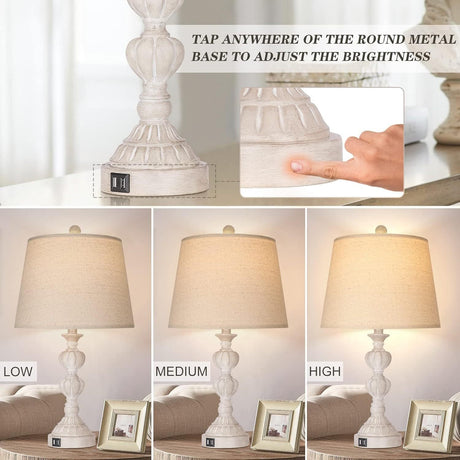 Touch Control Coastal Farmhouse Table Lamp Set of 2 HouseOfZazla