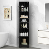Multi-Functional Corner Cabinet Tall Bathroom Storage Cabinet with Two Doors and Adjustable Shelves, Open Shelf