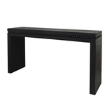 64in Modern Black Wood Console Table – Elegant Entryway Table with Decorative Beaded Trim