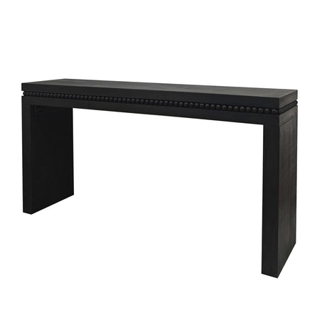 64in Modern Black Wood Console Table – Elegant Entryway Table with Decorative Beaded Trim HouseOfZazla
