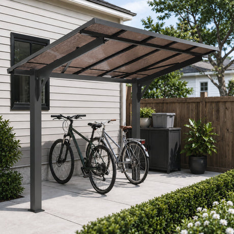 8x5ft Galvanized Steel Carport with Sloped PC Roof HouseOfZazla