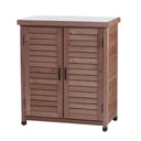 Potting Bench With Storage Cabinet And Metal Table Top For Outdoor HouseOfZazla