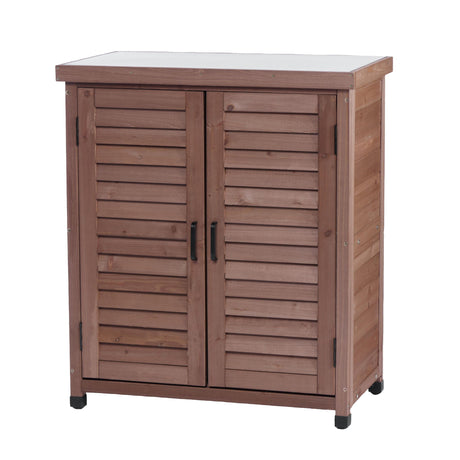 Potting Bench With Storage Cabinet And Metal Table Top For Outdoor HouseOfZazla