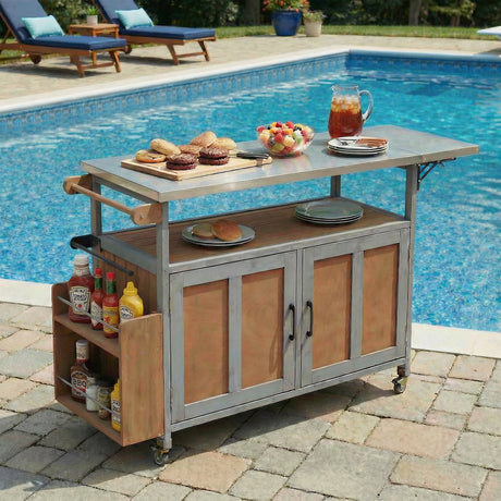 Foldable Outdoor Kitchen Island Patio Mobile Kitchen Cart HouseOfZazla
