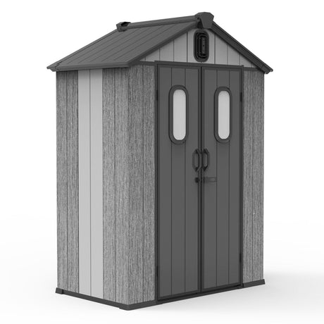 5x3FT Outdoor Resin Storage Shed with Transparent Windows & Louvered Vents HouseOfZazla