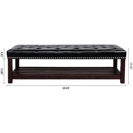 Bedroom End Of Bed Bench Tufted Upholstered End Of Bed Bench End Of Bed Entrance Shoe Bench With Nailhead Trim And Shelf Bedroom Upholstered Bench Living Room Shoe Rack Footstool HouseOfZazla