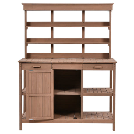 TOPMAX 66" Large Outdoor Farmhouse Wooden Potting Bench Table HouseOfZazla