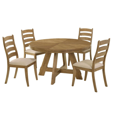 Kent - 5 Piece Dining Table Set With Upholstered Chairs - Brown Oak HouseOfZazla
