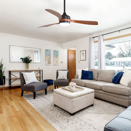 Ceiling Fan With 3 Blades, Remote Control, Reversible DC Motor, Noiseless Operation, 3 Downrods HouseOfZazla