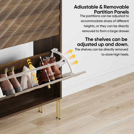 Shoe Cabinet, Freestanding Organizer For Entryway - Walnut HouseOfZazla