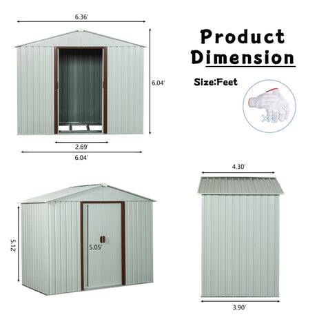 Ry-Sdyx56-W Outdoor Metal Storage Shed - White HouseOfZazla