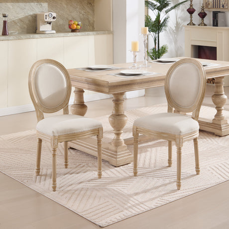 French Country Dining Chairs Set of 2 with Upholstered Round Back HouseOfZazla