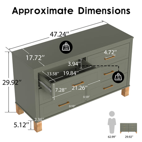 6-Drawer Double Dresser in Olive HouseOfZazla