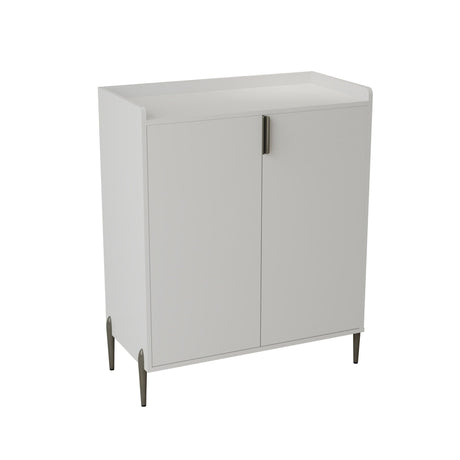 2 Door Wine Bar Cabinet With Adjustable Shelf, Soft-Closing Hinges, And High Feet - White HouseOfZazla