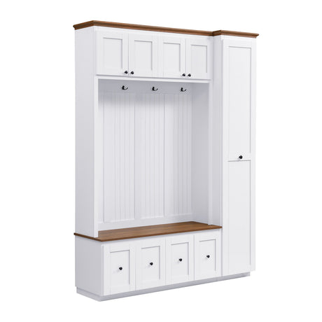 Entryway Hall Tree With Storage Bench, Coat Rack Shoe Bench With Cabinets HouseOfZazla