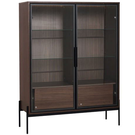 Modern Minimalist Style LED Curio Cabinet With Tempered Glass Door, Metal Legs HouseOfZazla
