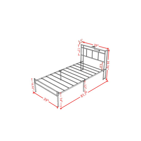 Bed Frame With Storage Headboard With USB C, Type C And LED Light HouseOfZazla