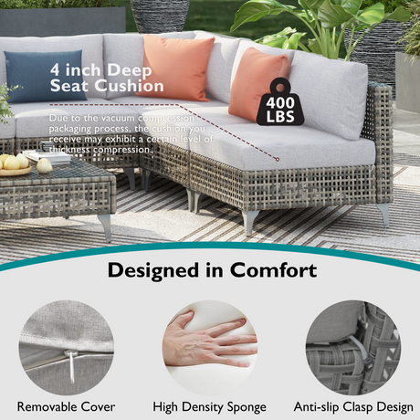 K&K Patio 8-Piece Patio Furniture Set with 43" Fire Pit Table HouseOfZazla