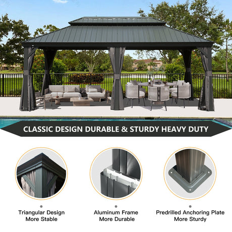12' x 20' Hardtop Gazebo with Double Roof Canopy HouseOfZazla