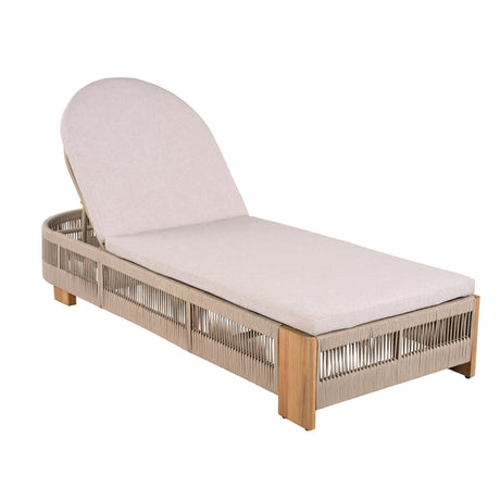 Outdoor Chaise Lounge Chair, Acacia Wood with Adjustable Backrest and Cushion HouseOfZazla