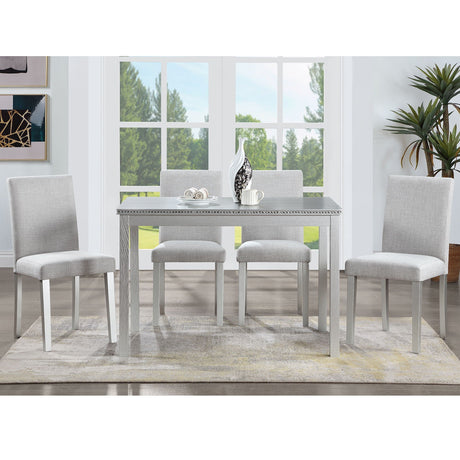 Dining Table Set With Crystal Decoration And Upholstered Chairs HouseOfZazla