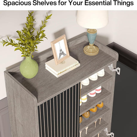 5 Tiers Shoe Storage Organizer With Doors HouseOfZazla