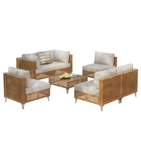 K&K 7-Piece Wicker Patio Furniture Set HouseOfZazla